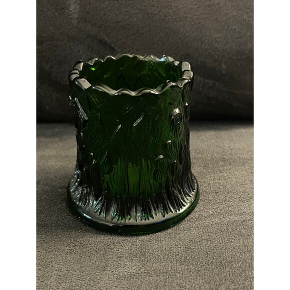 Vintage Green Glass Tree Stump Toothpick Holder - Picture 1 of 3